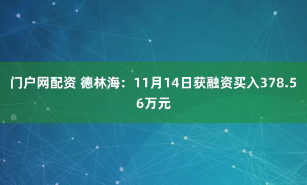 门户网配资 德林海：11月14日获融资买入378.56万元